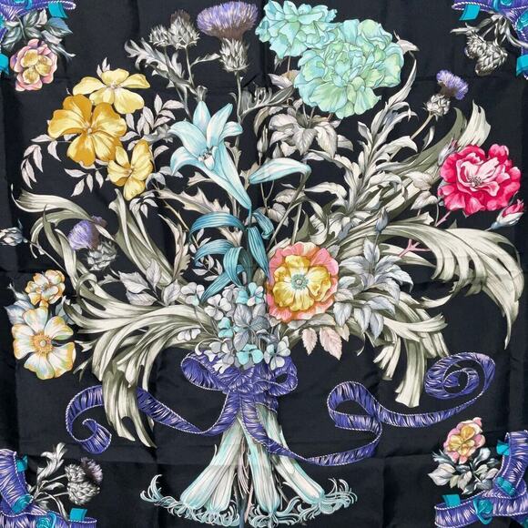 Hermes Silk Scarf Carré 90 Regina Her Majesty The Queen Black W/Box Rare - Picture 3 of 16